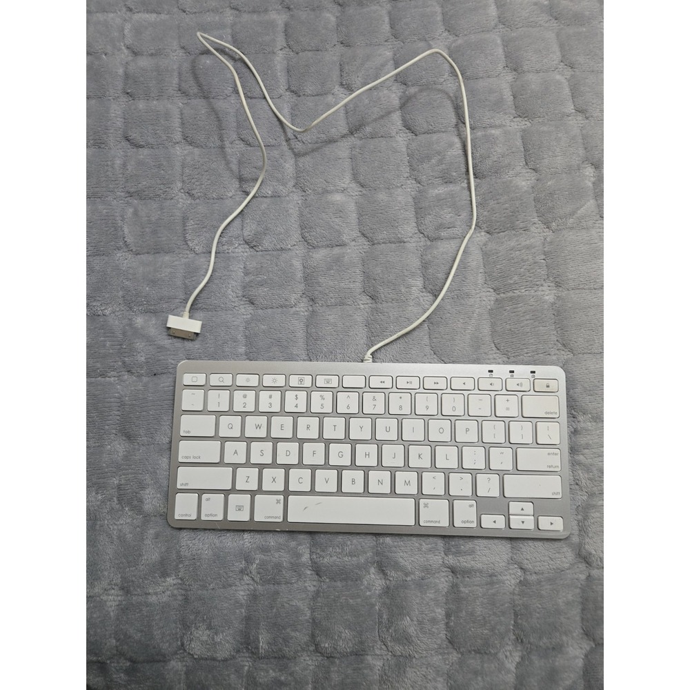 Apple A1243 Slim Aluminum USB Wired Keyboard Silver White QWERTY English OEM